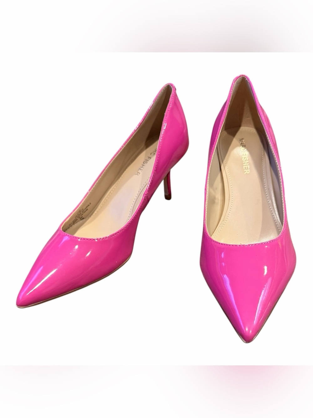 Marc Fisher Patent Pointed-Toe Pumps in Bright Pink - Picture 5 of 8